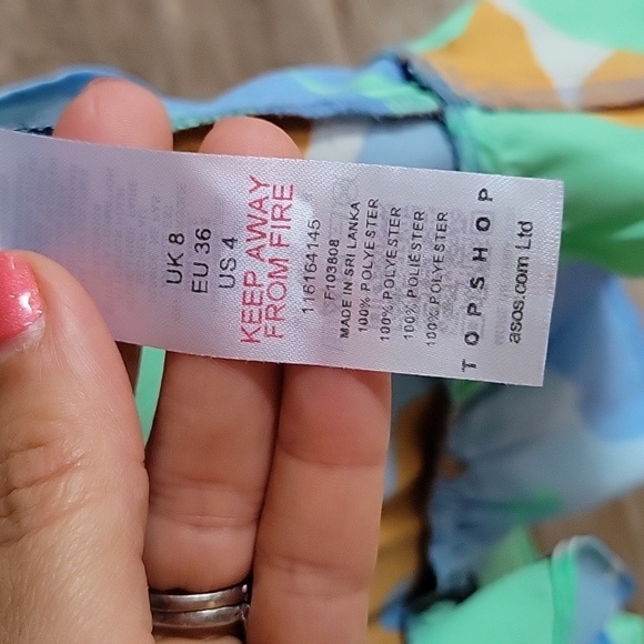 Topshop Size 4 Green and Blue Floral wrap Dress - Picture 6 of 8